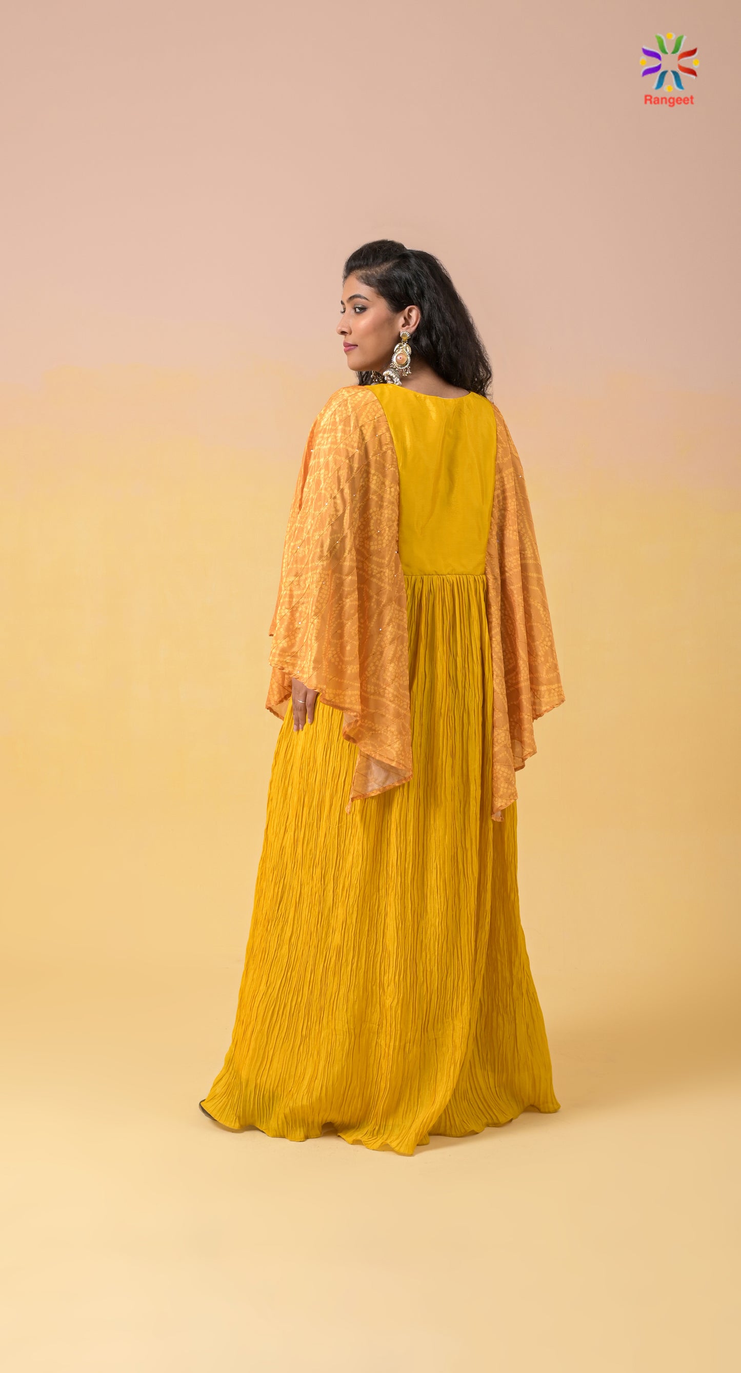 designer indo western gown