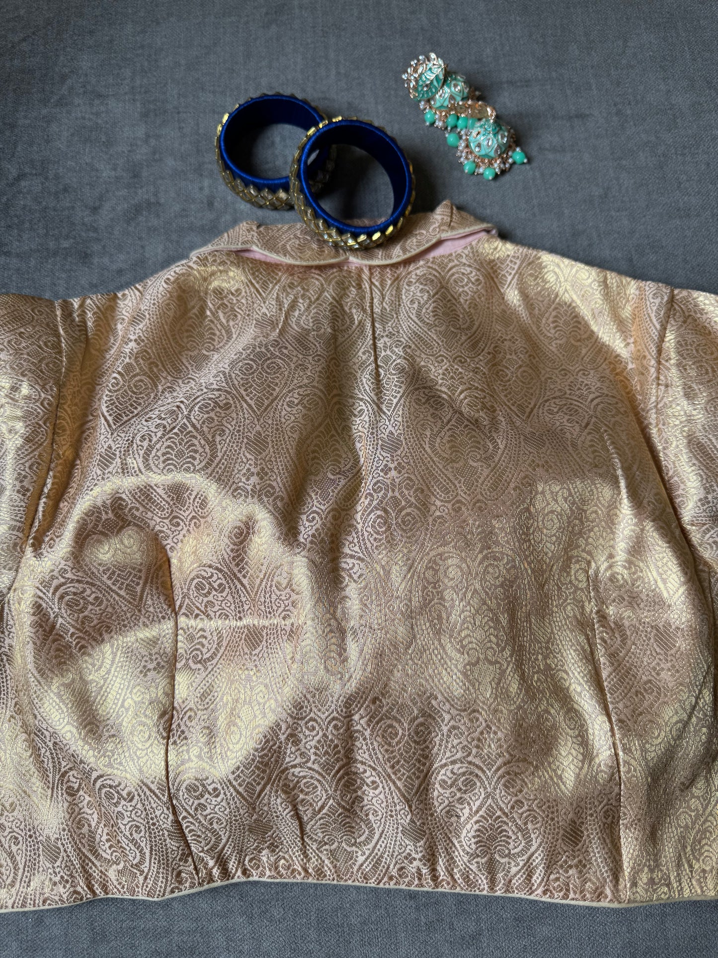 pink brocade silk blouse
