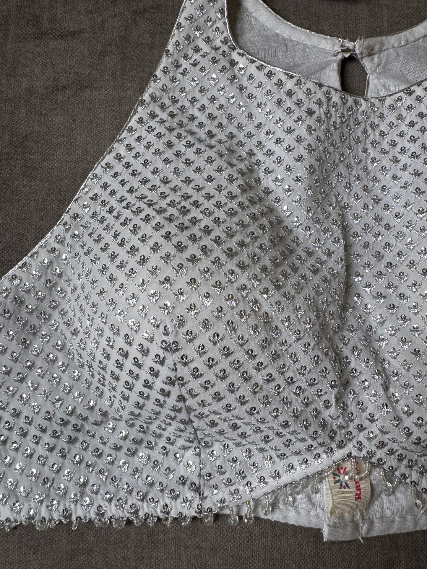 white-silver halter neck georgette blouse