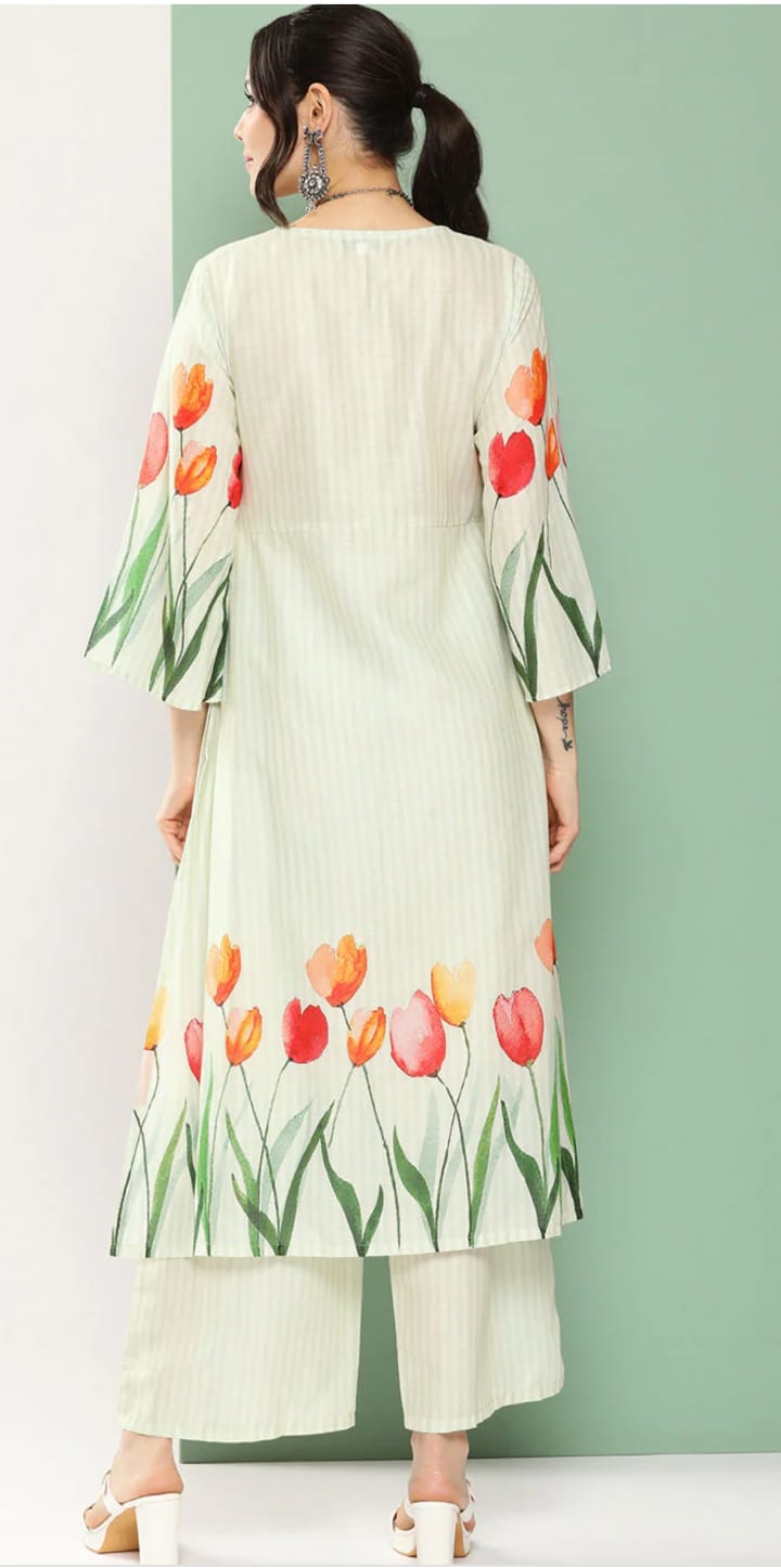 print palazzo kurta set for women