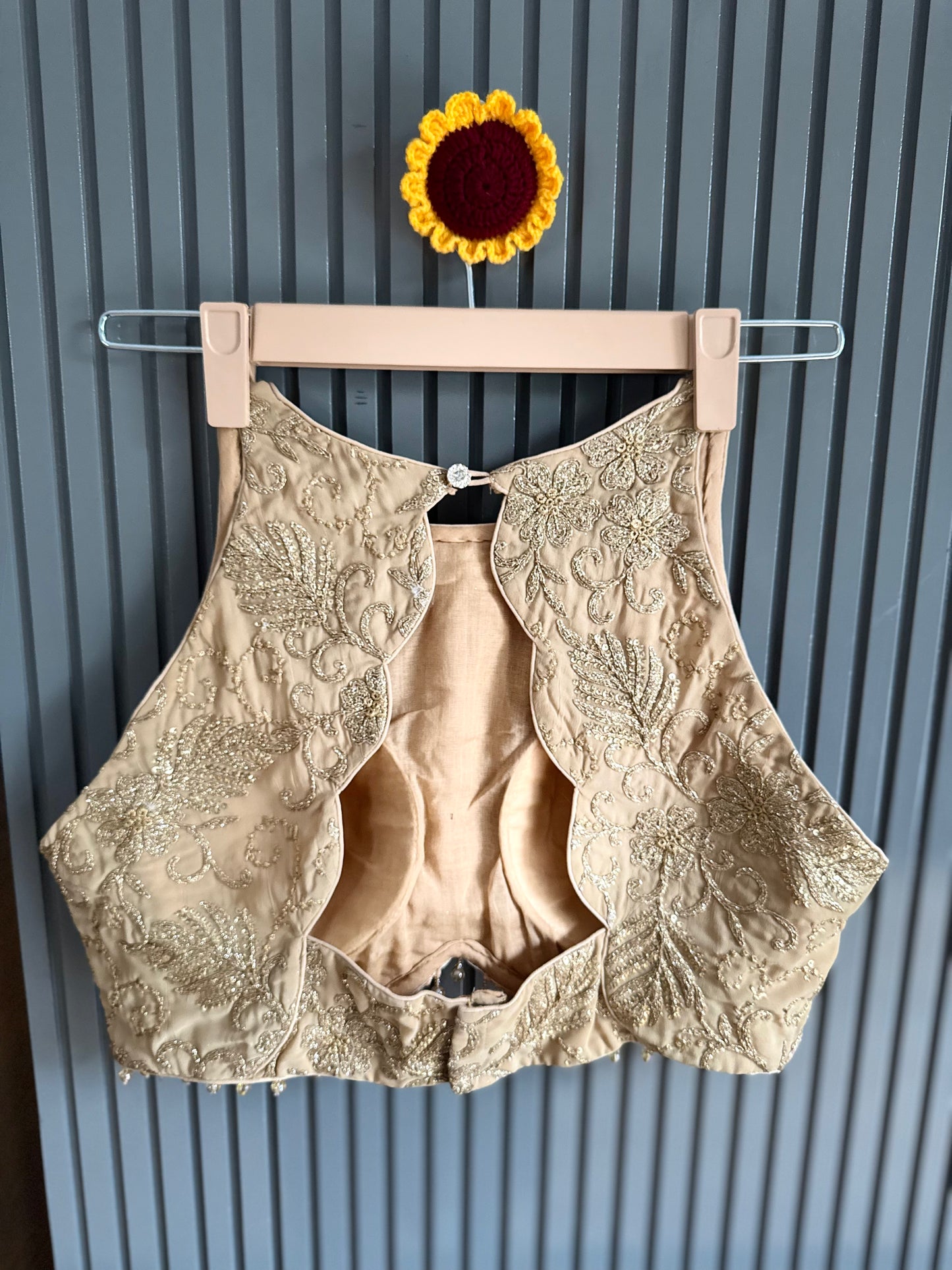 designer halter neck embroidered blouse