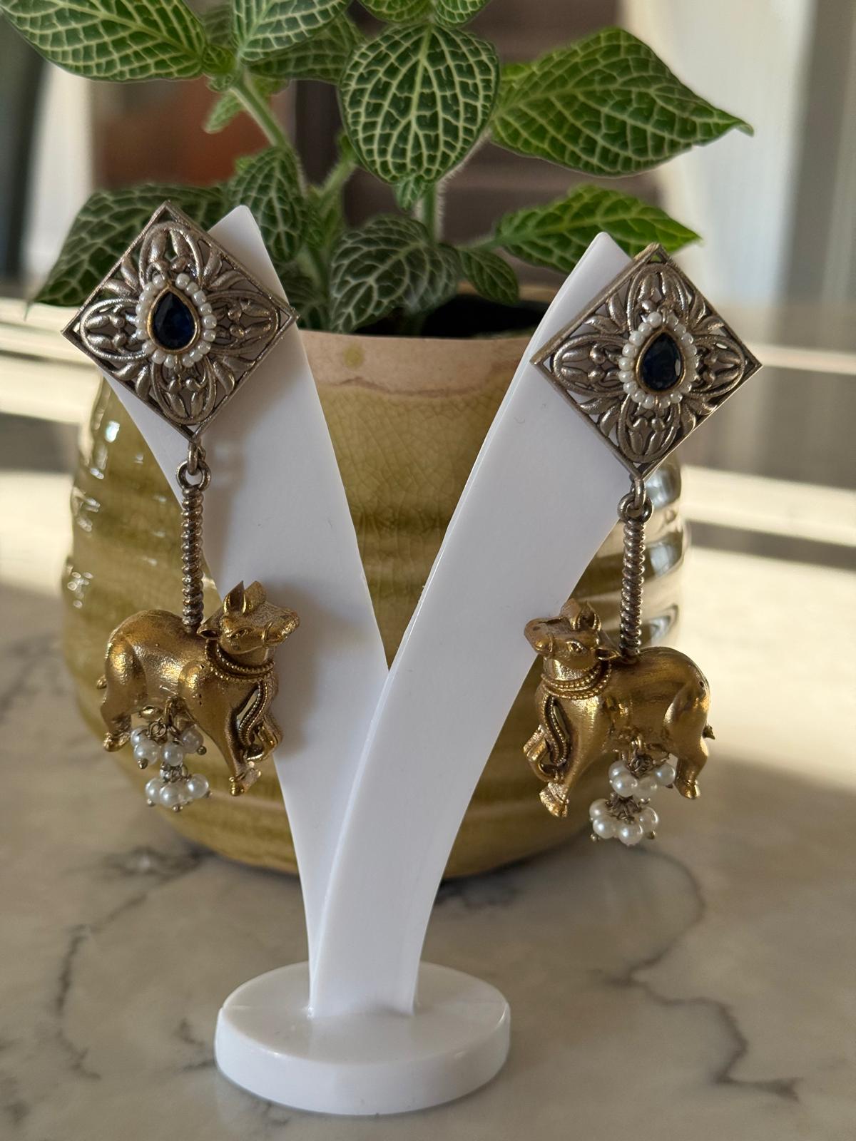 Exquisite Dual tone Traditional Indian Earrings fashion jewelry in