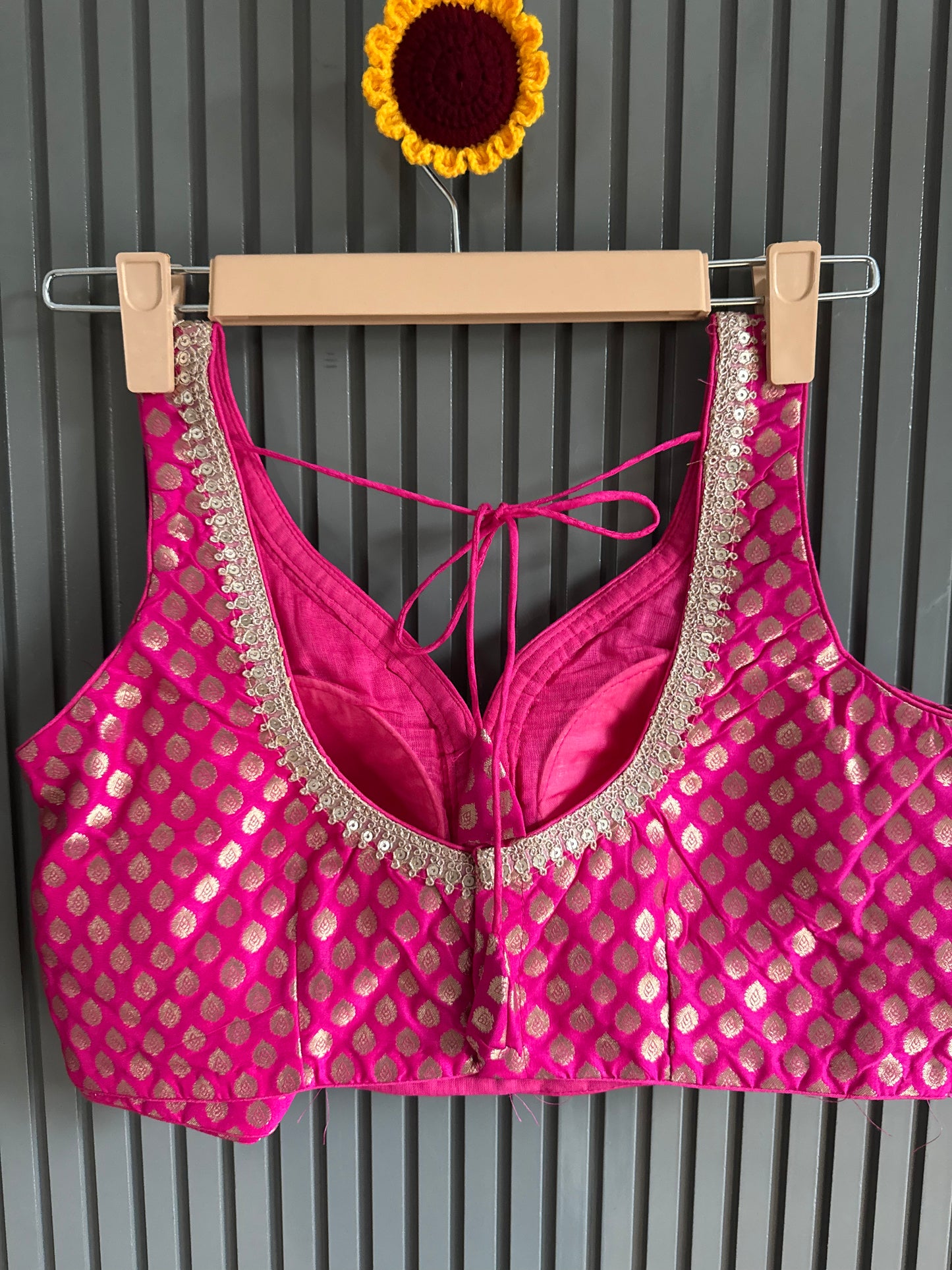 vibrant brocade silk blouse