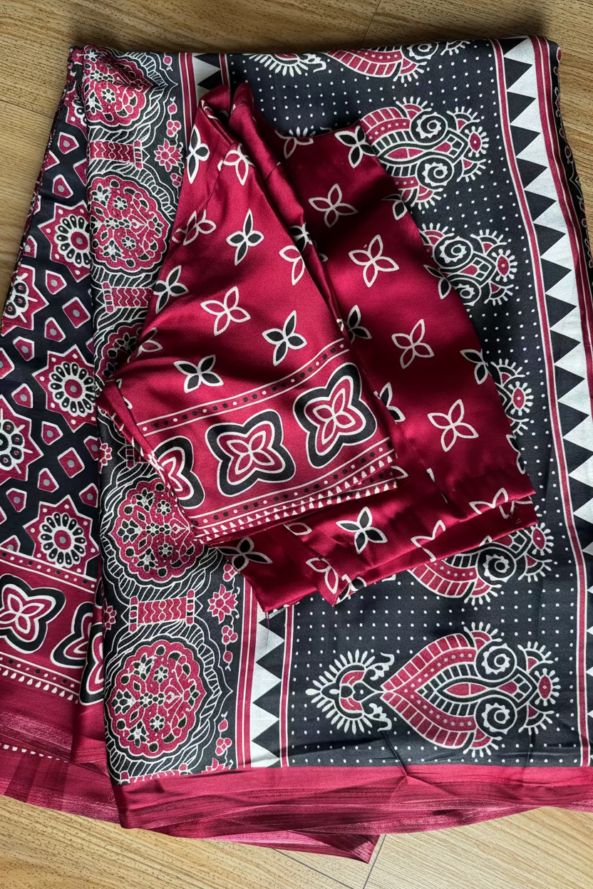 saree with stitched blouse