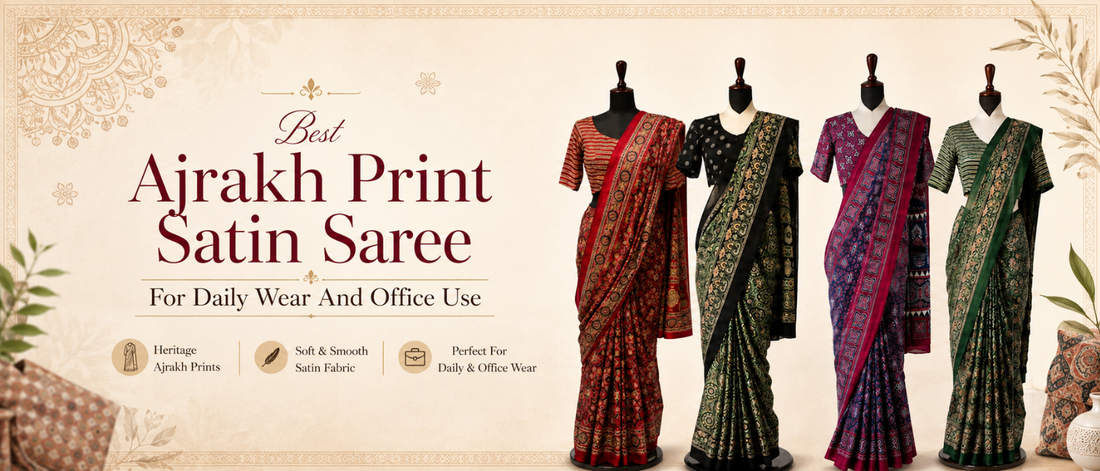 Satin Ajrakh Print Saree