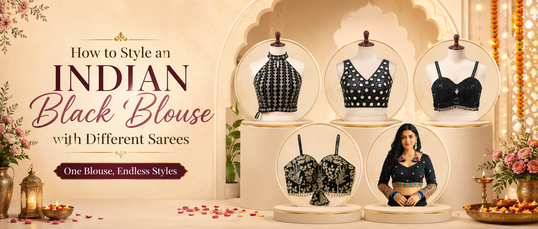 Black Blouse with Different Sarees