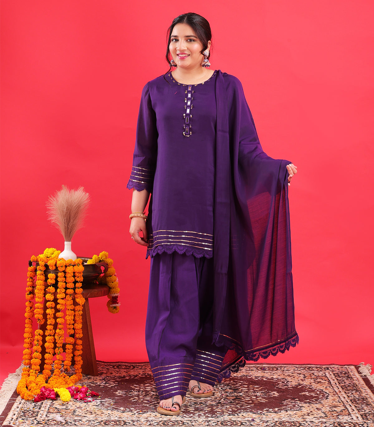 royal purple cotton silk farshi salwar suit