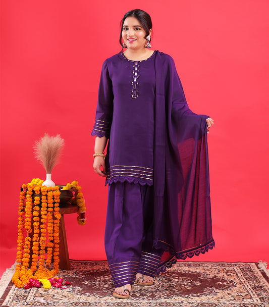 Royal Purple Cotton Silk Farshi Salwar Suit