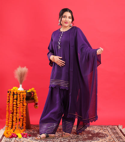 Royal Purple Cotton Silk Farshi Salwar Suit