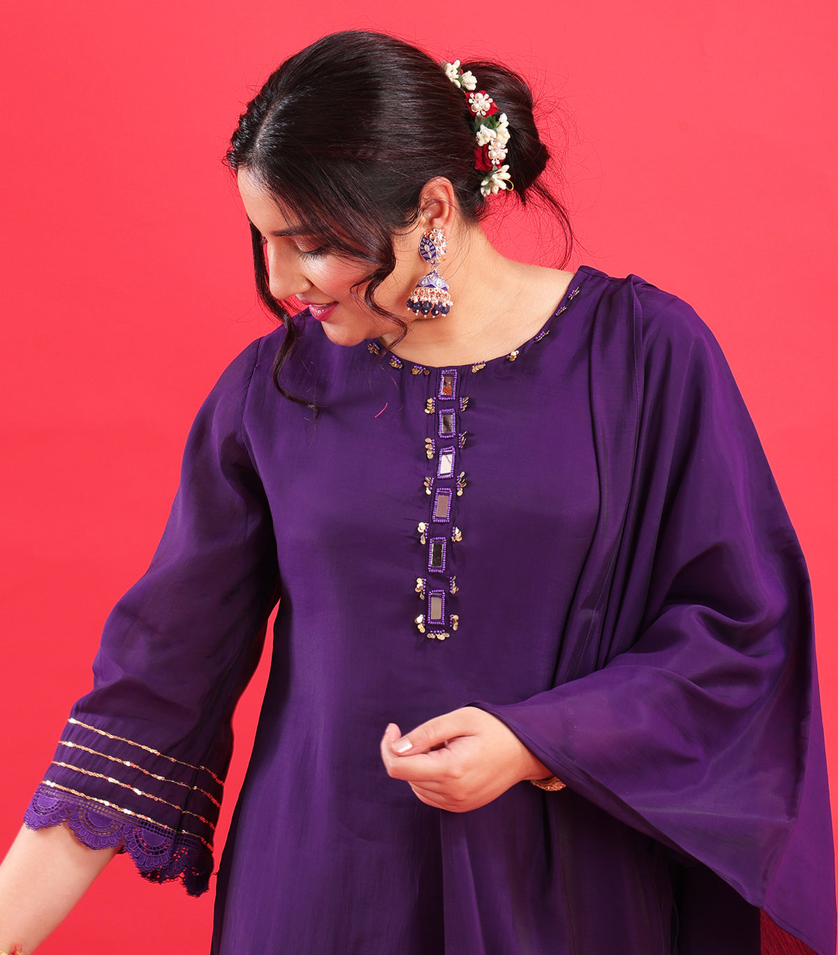 royal purple cotton silk farshi salwar suit