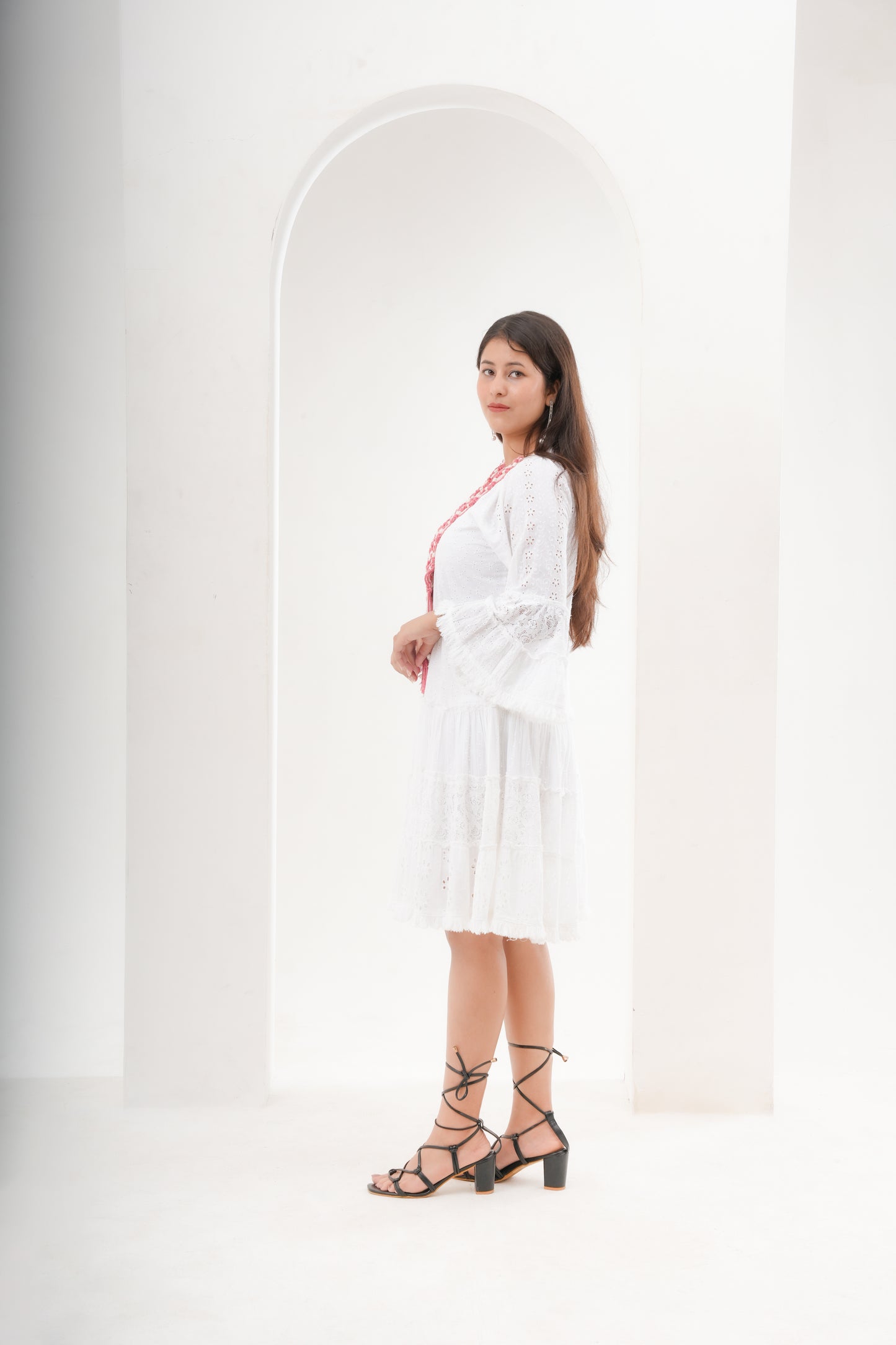 white cotton short dress