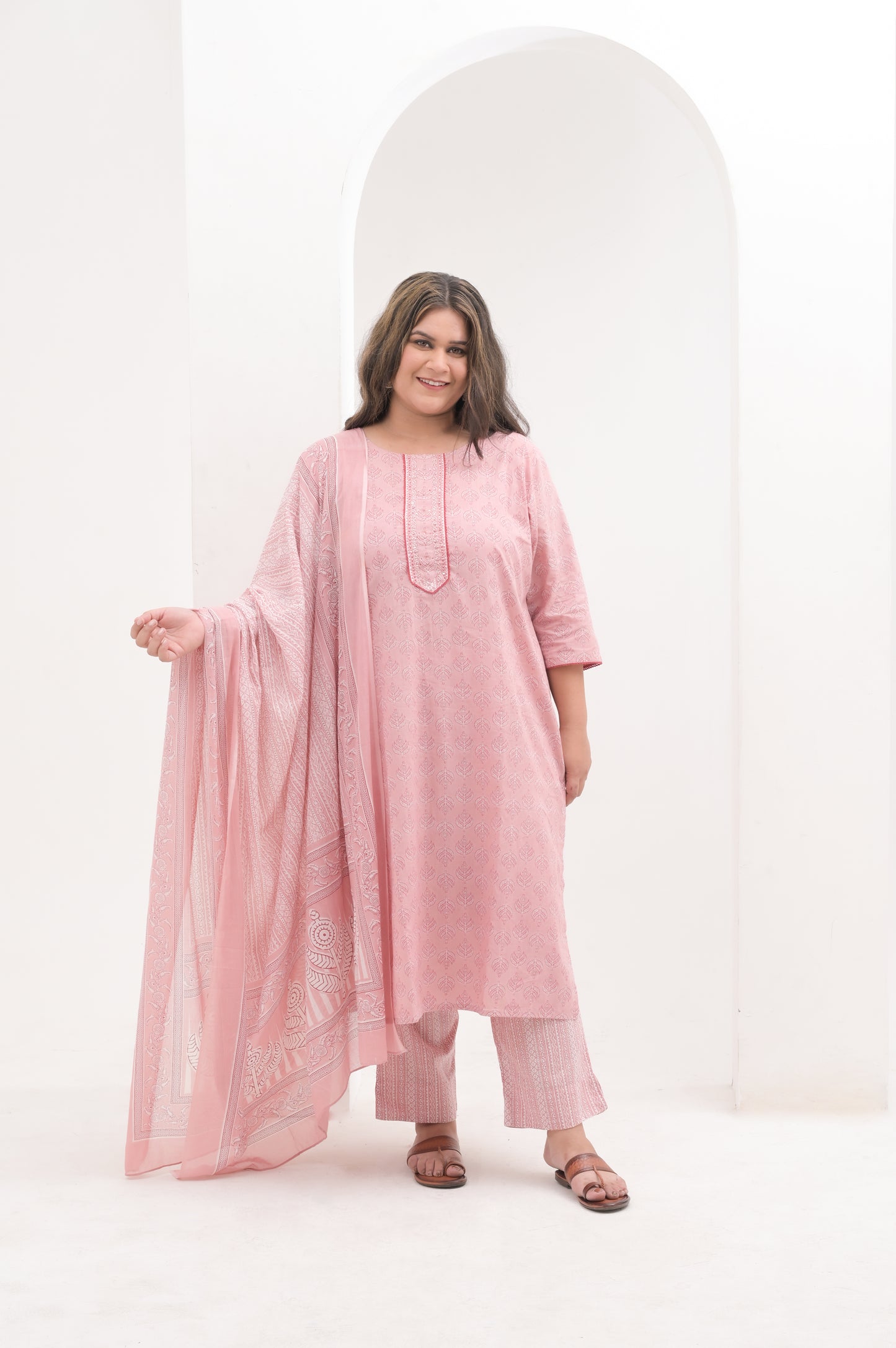 onion pink pure cotton suit set