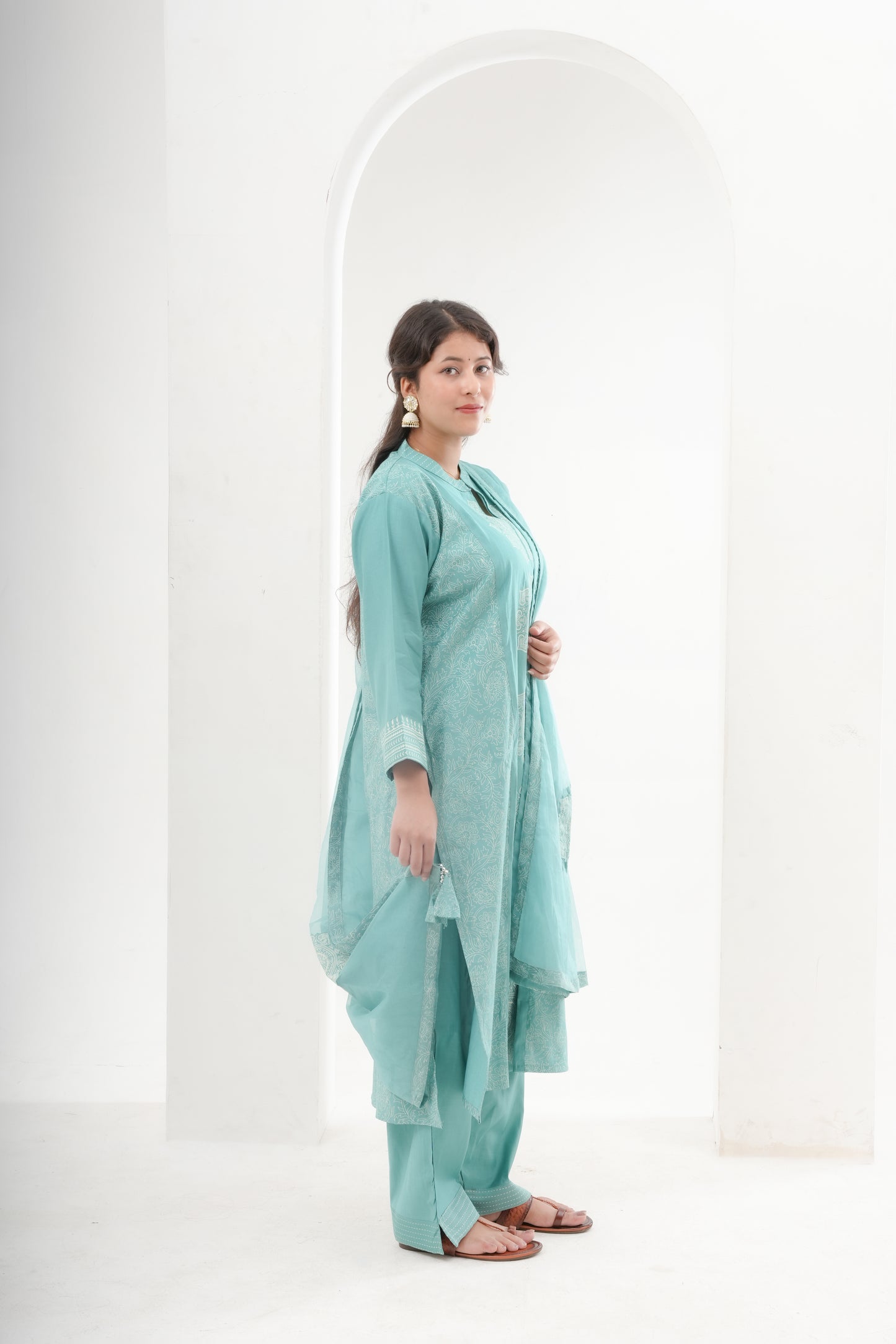 light blue chanderi suit set