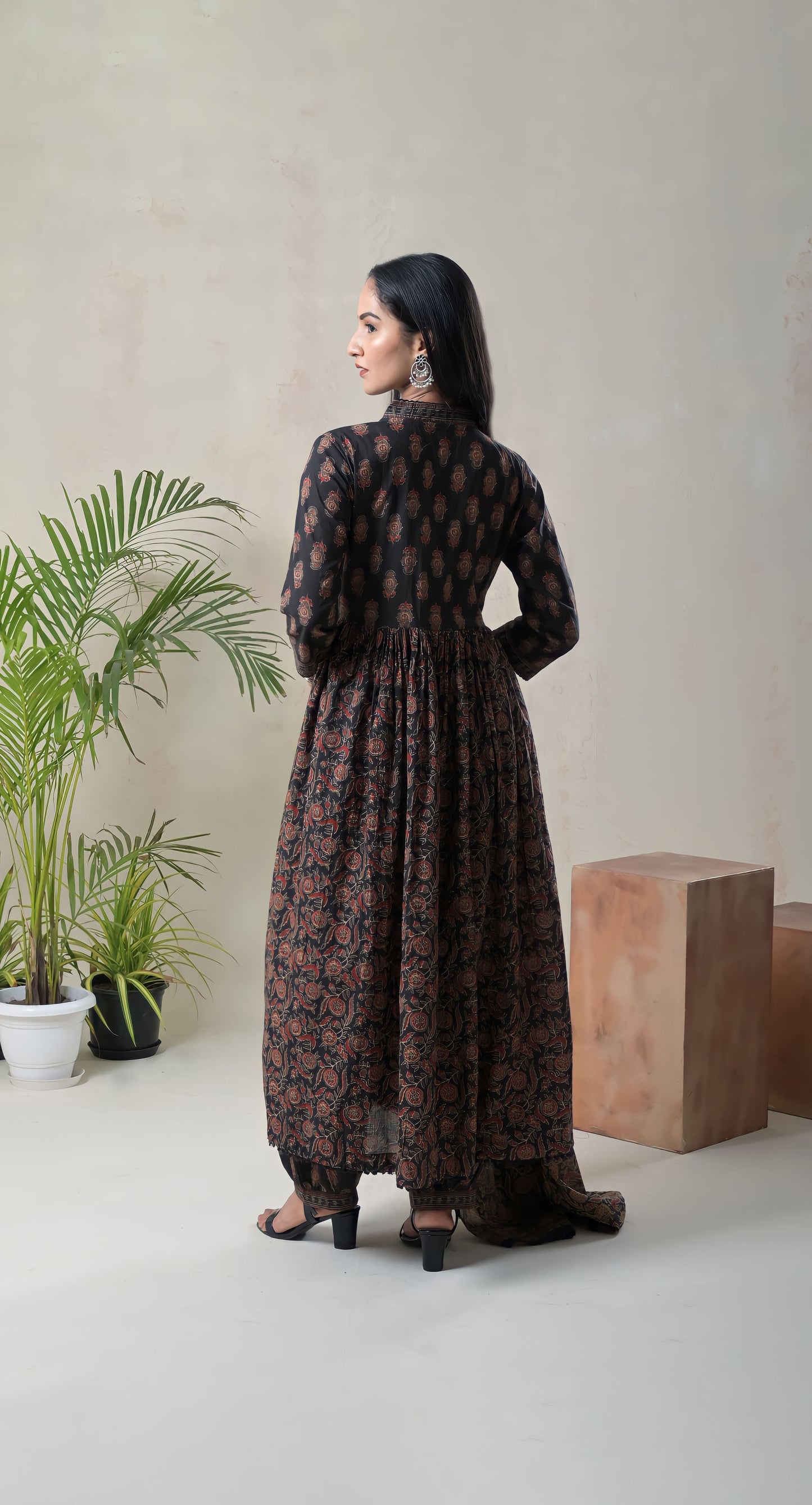 floral block prints pure cotton suit with afgaani pants