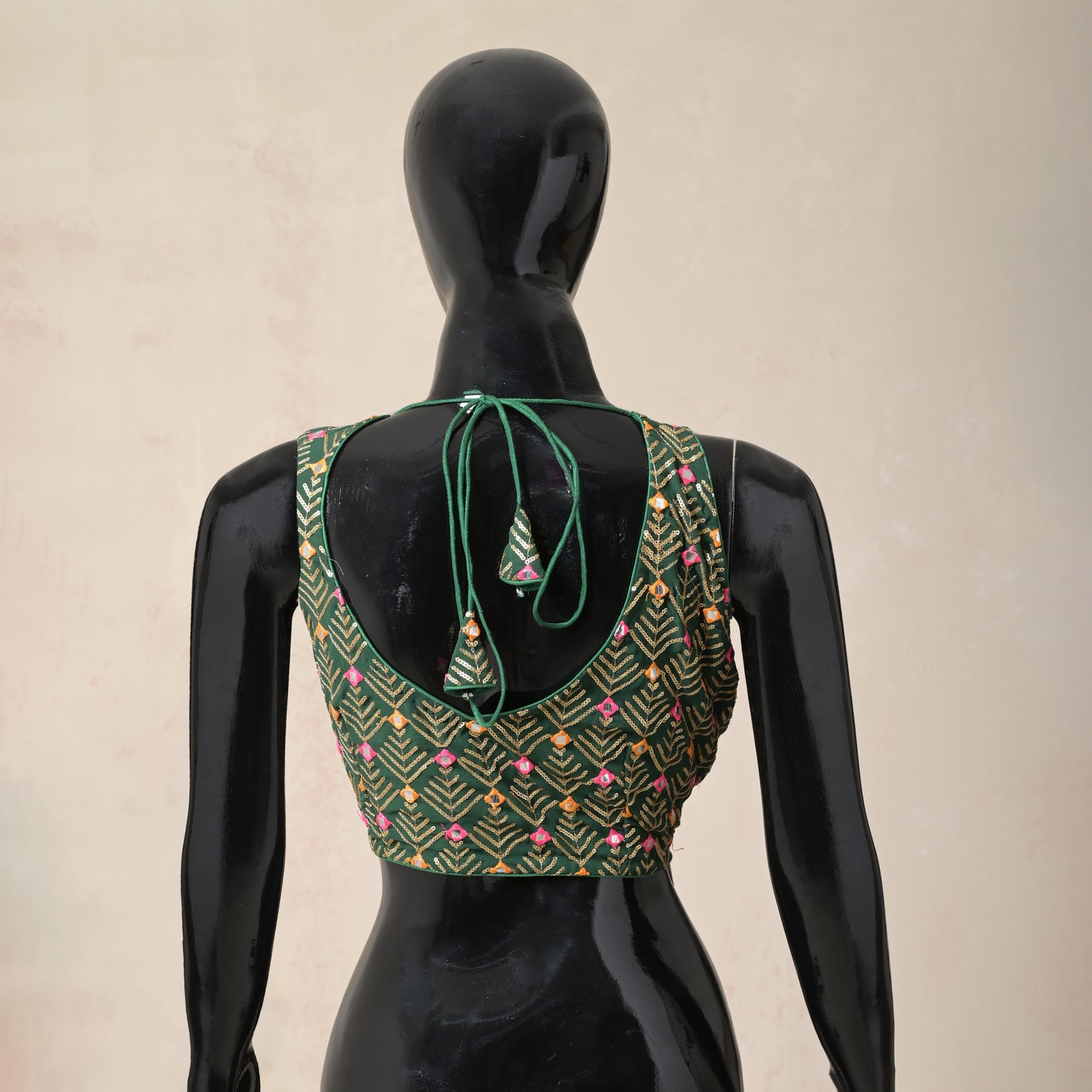 green, thread embroidered & sequined, green blouse