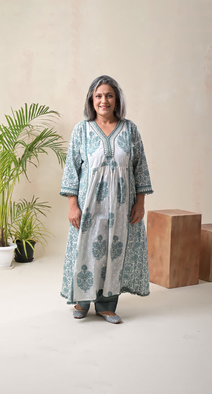 Straight pants , A-Line kurta