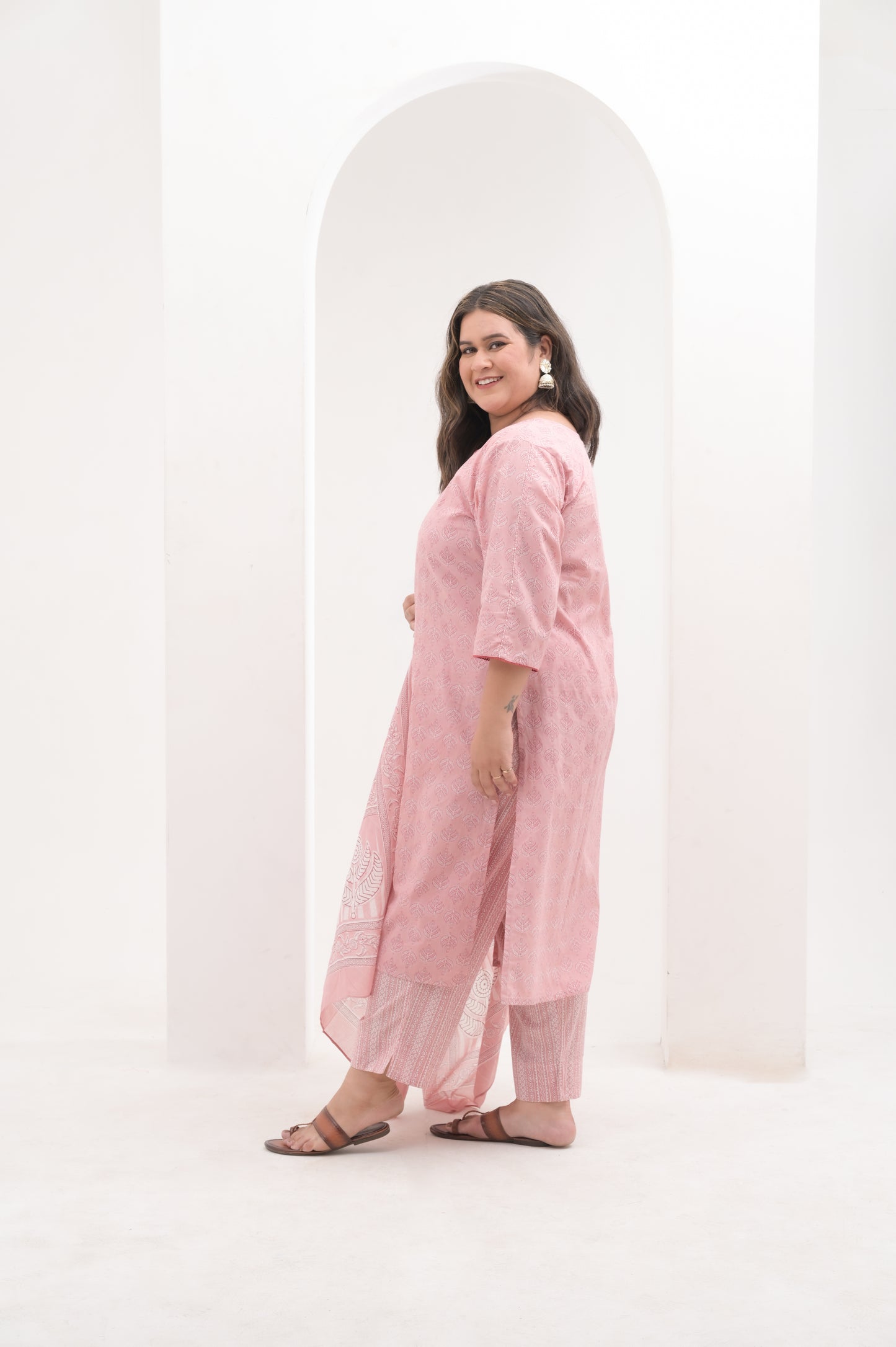 onion pink pure cotton suit set