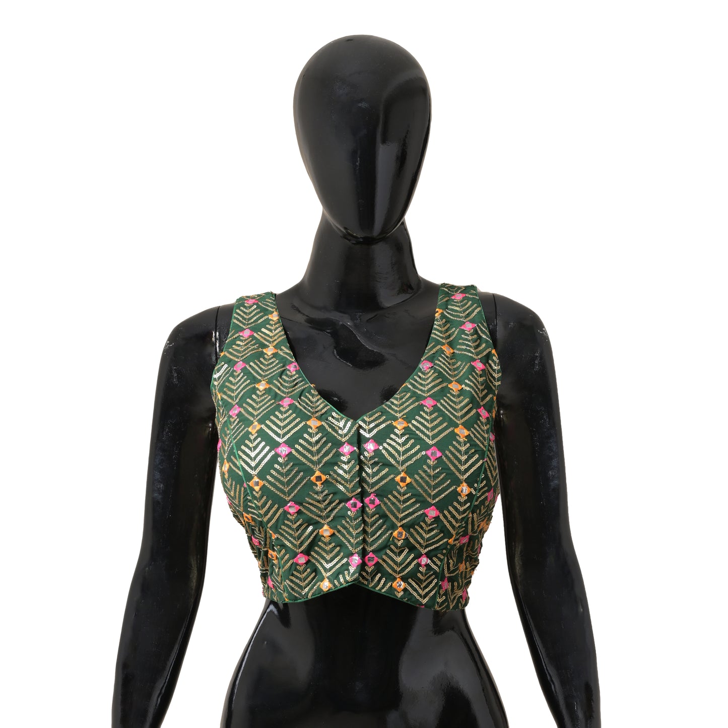 green, thread embroidered & sequined, green blouse