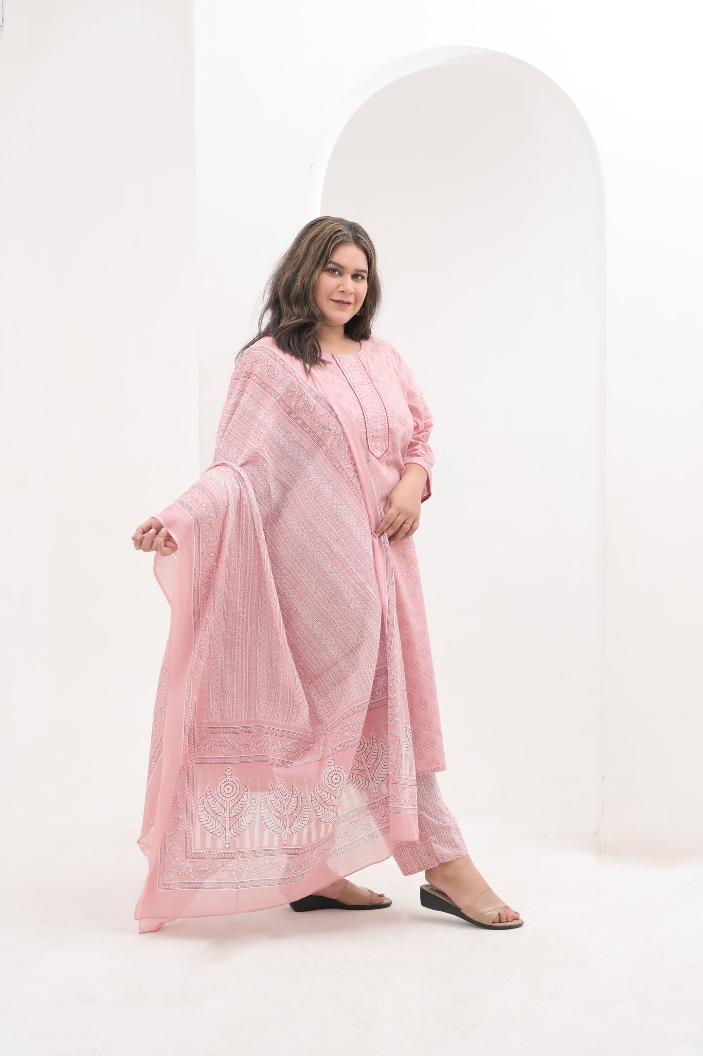 onion pink pure cotton suit set