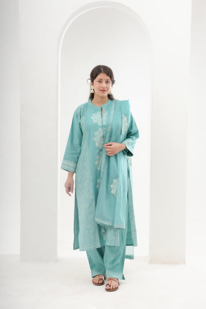 Light Blue Chanderi suit set