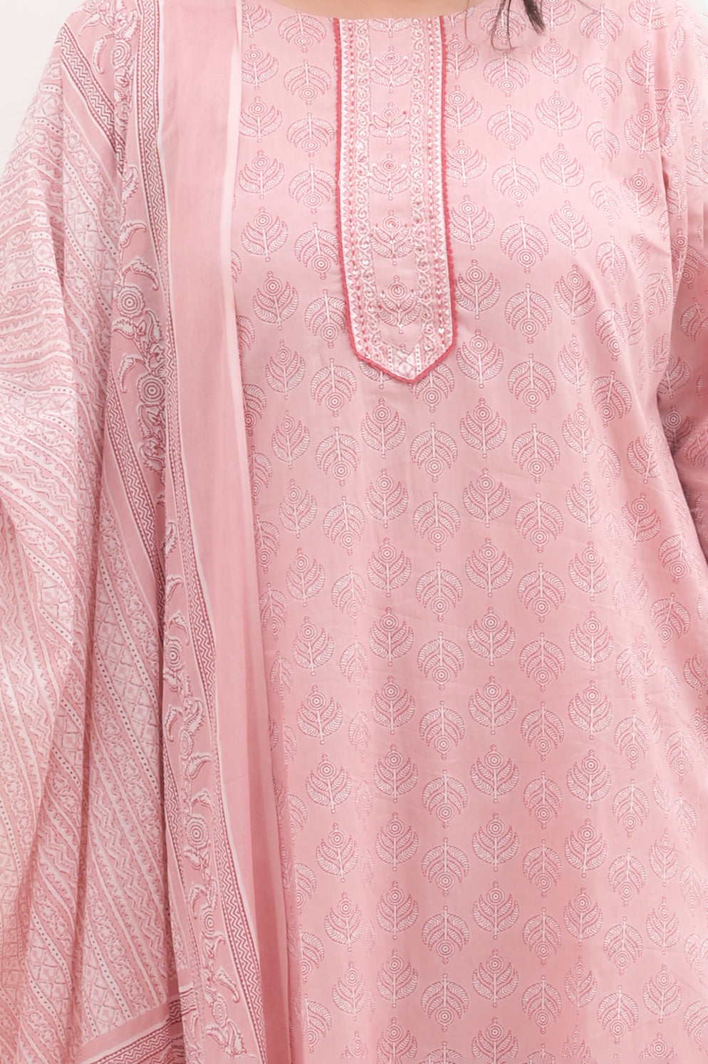 onion pink pure cotton suit set