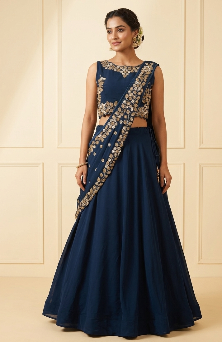 saree with stitched blouse
