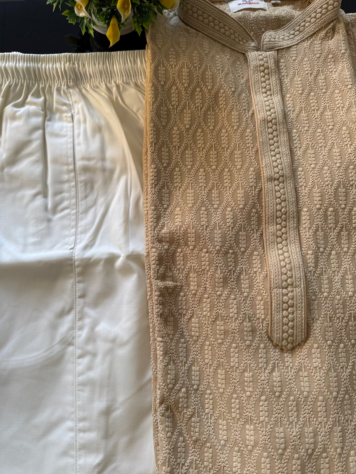 Beige trending kurta pajama 