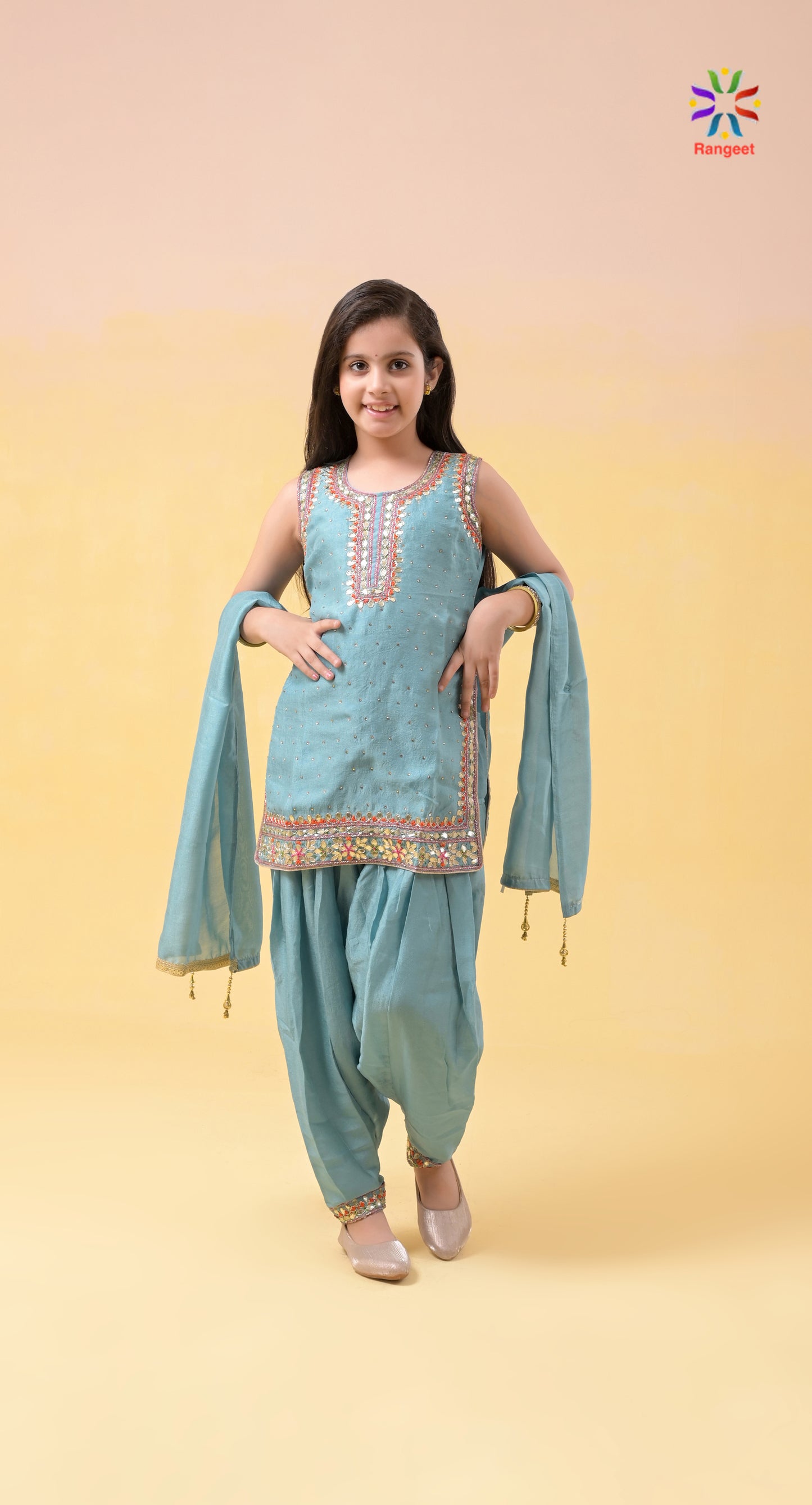 light-blue gota-patti chinnon patiyaya salwar suit set