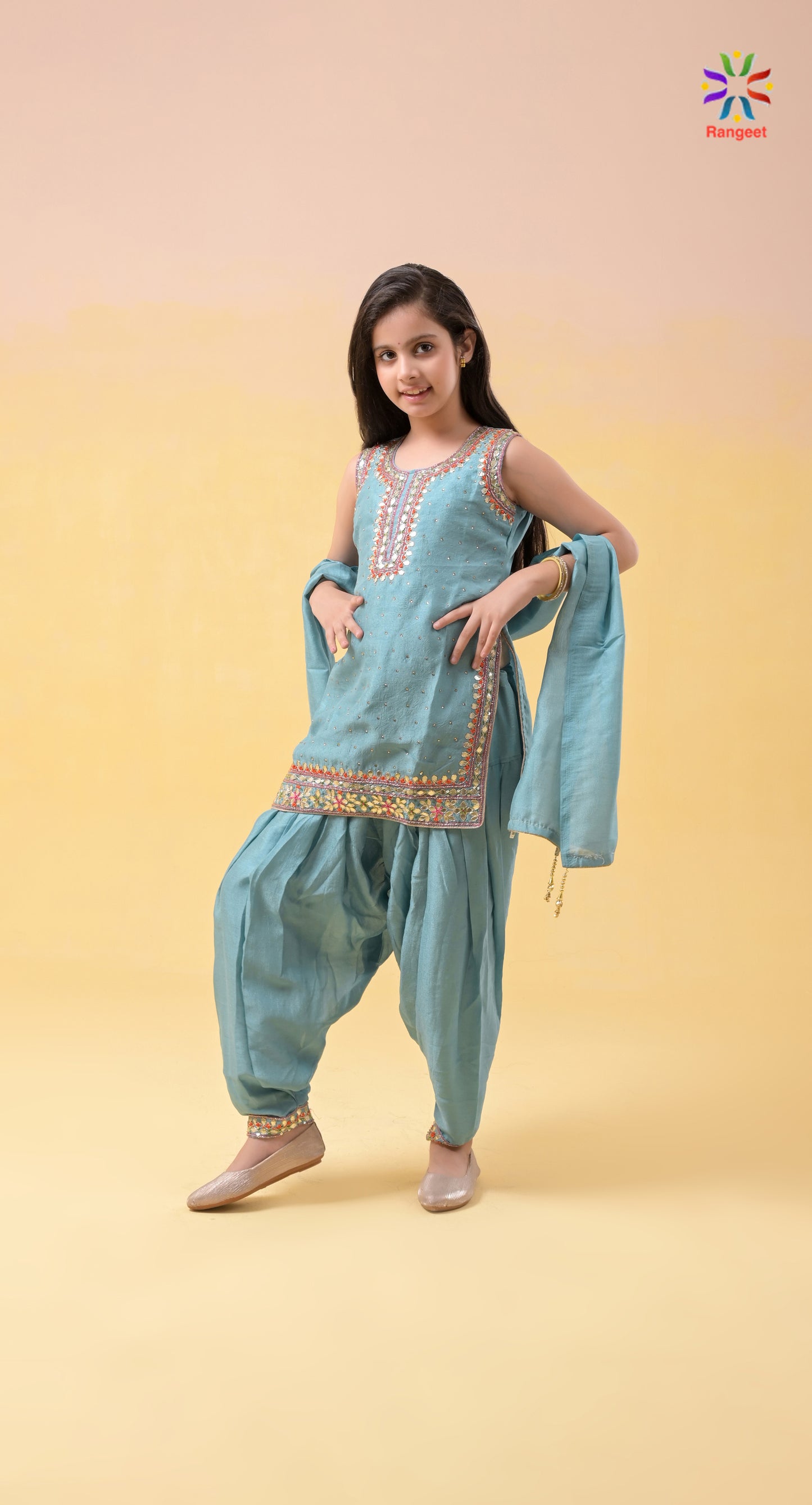 light-blue gota-patti chinnon patiyaya salwar suit set