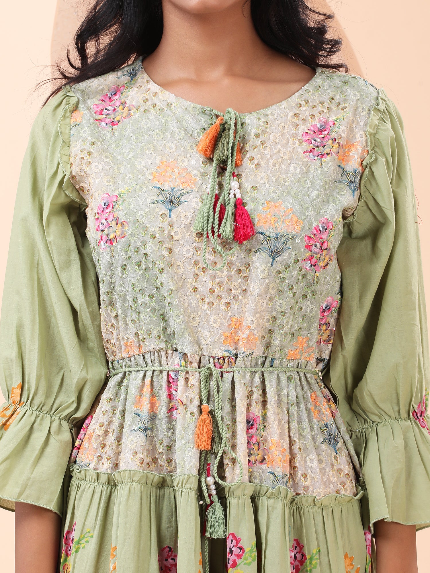 Sage Green Embroidered Dress for Women Floral Cutwork Design Pistachio Green / Cotton / XL Sage Green Embroidered Dress for Women Floral Cutwork Design Pistachio Green / Cotton / XL