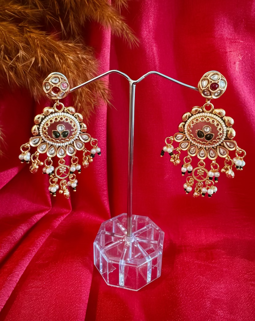 empress kundan chandbali heritage statement earrings