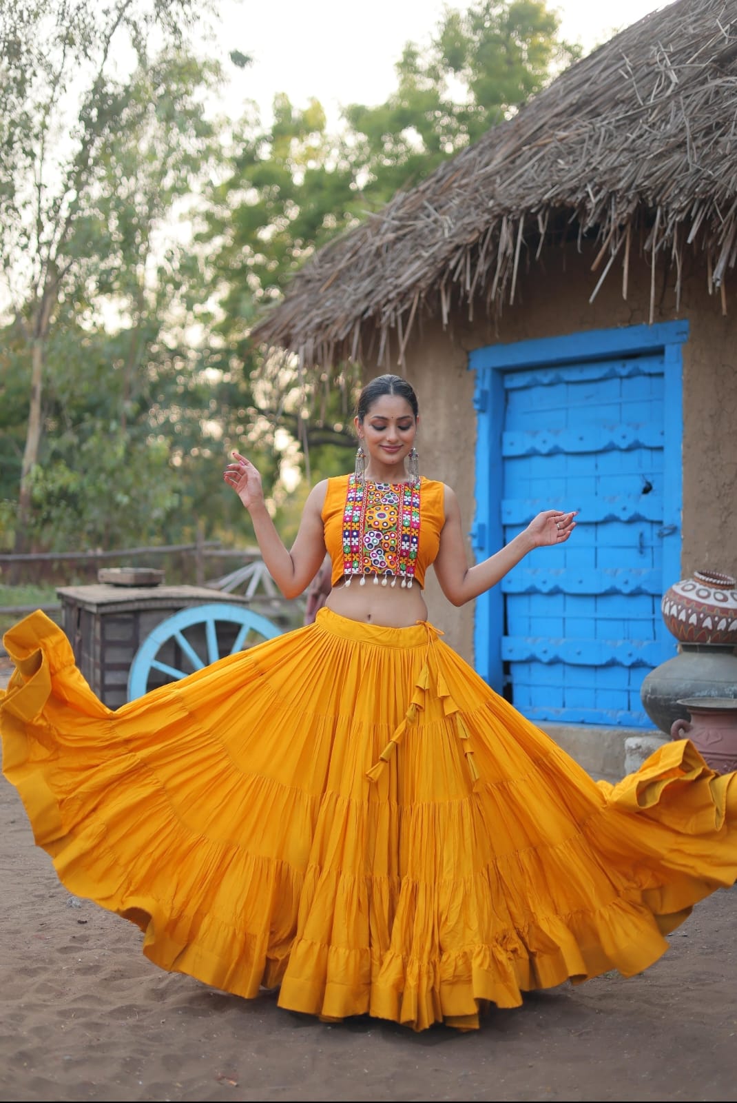 sunflower yellow garba/dandiya chaniya choli