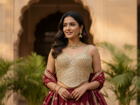 Golden corset blouse online in USA