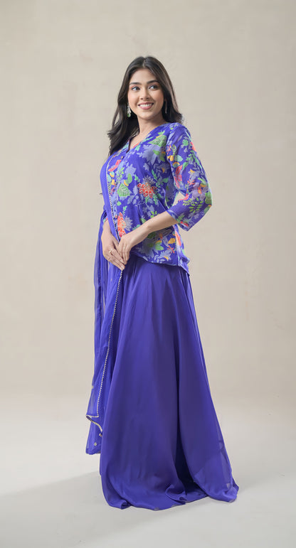 Purple Georgette Palazzo Set