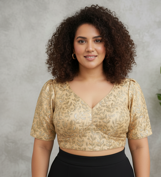 Golden plus size blouse online in USA