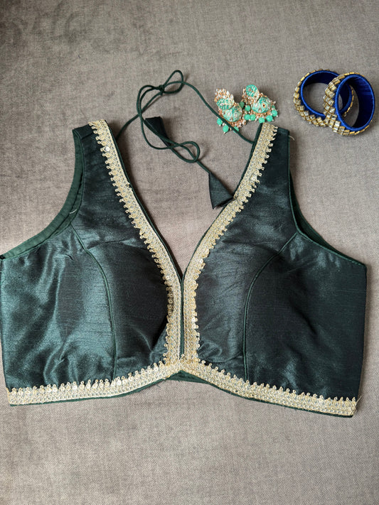 Bottle Green Silk Blouse
