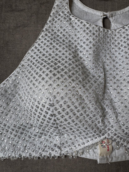 White-Silver Halter Neck Georgette Blouse