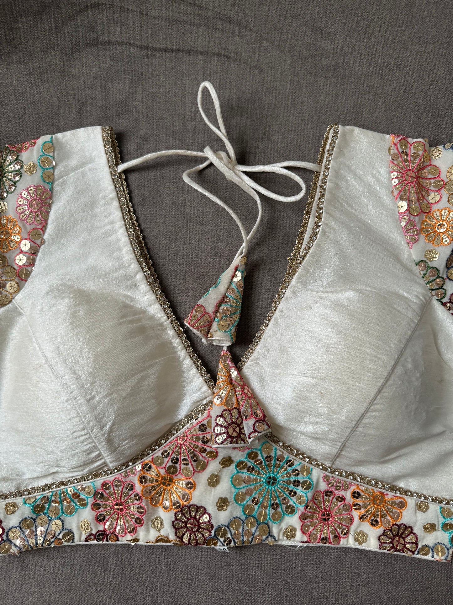 white silk embroidered blouse