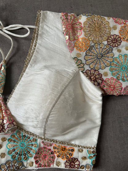 White Silk Embroidered Blouse