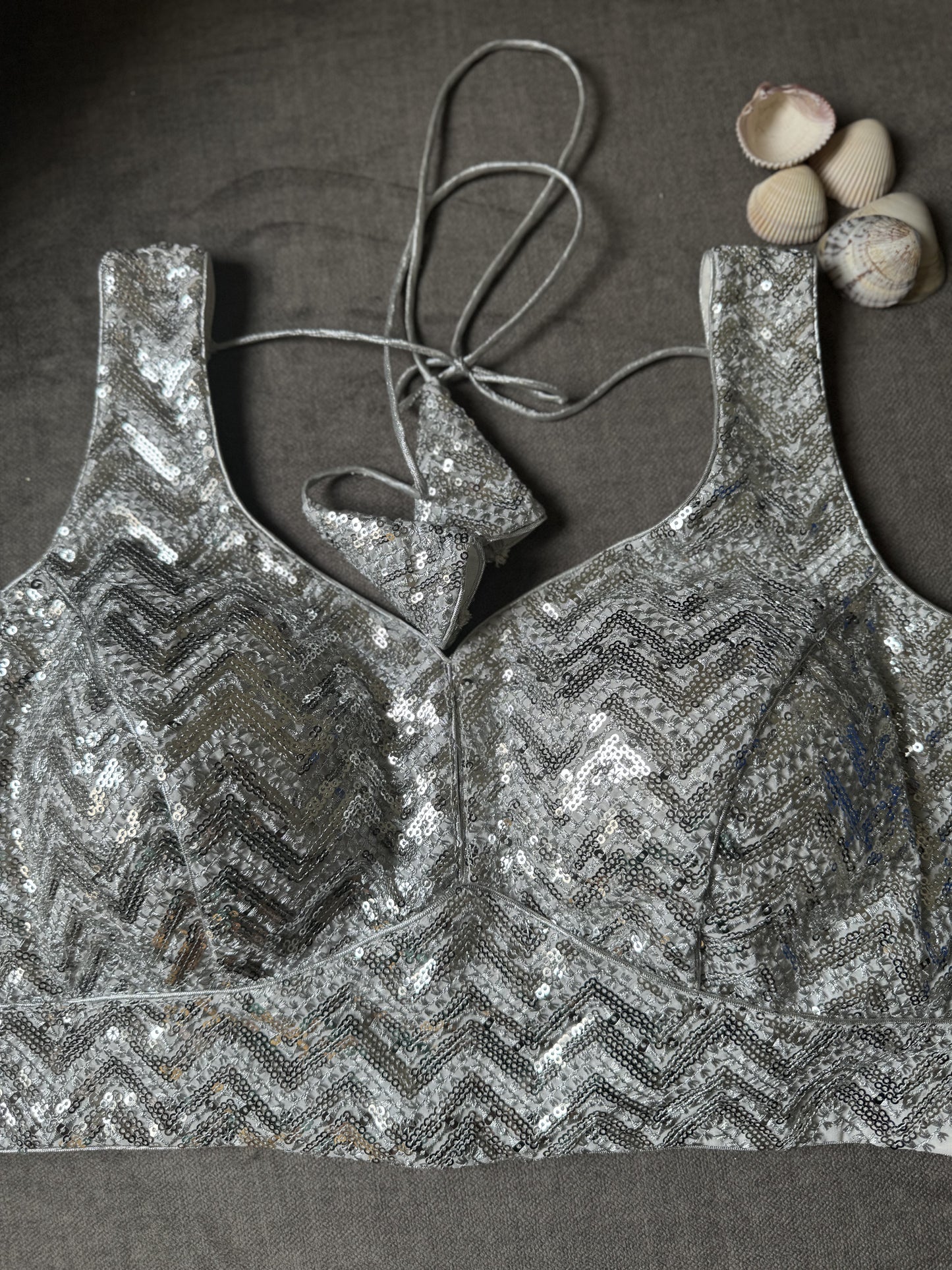 silver blouse