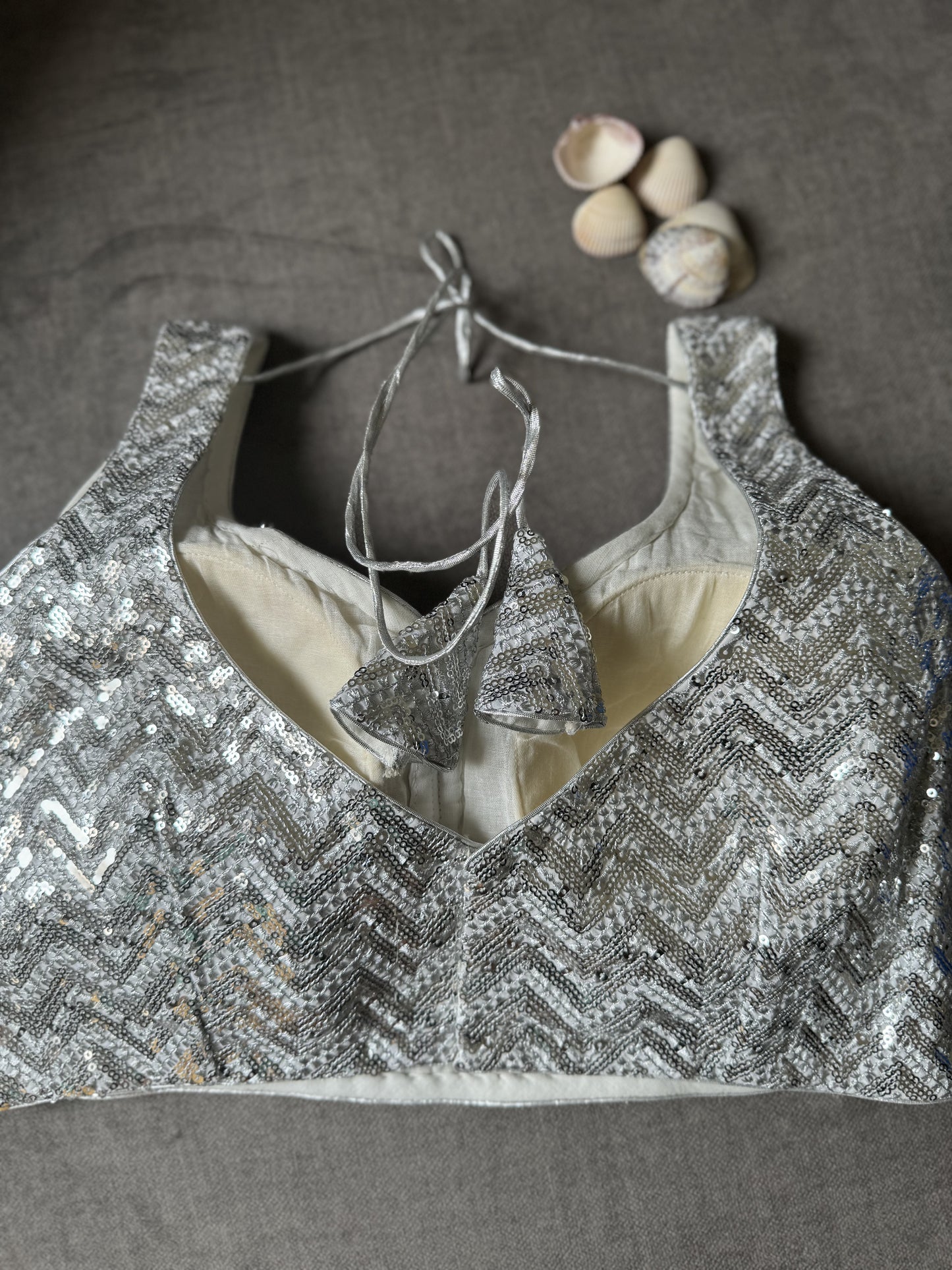 silver blouse