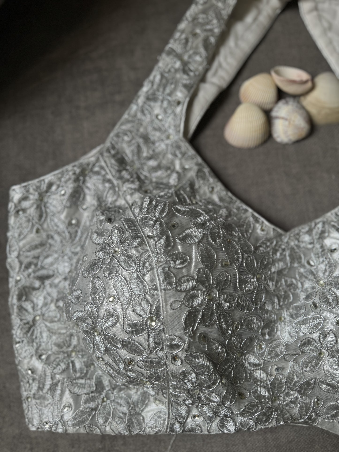 silver halter blouse