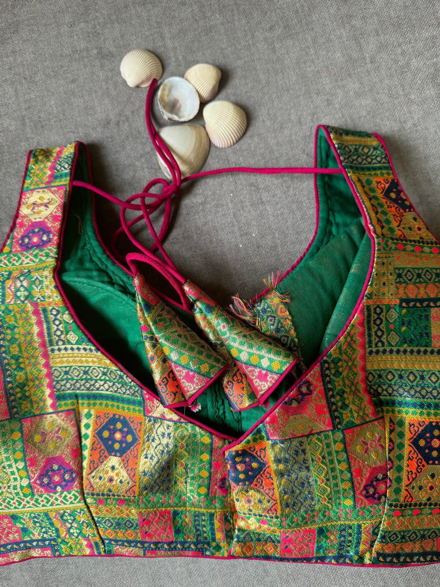 green banarasi poly silk blouse