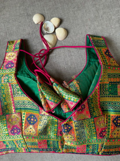 Green Banarasi Poly silk Blouse