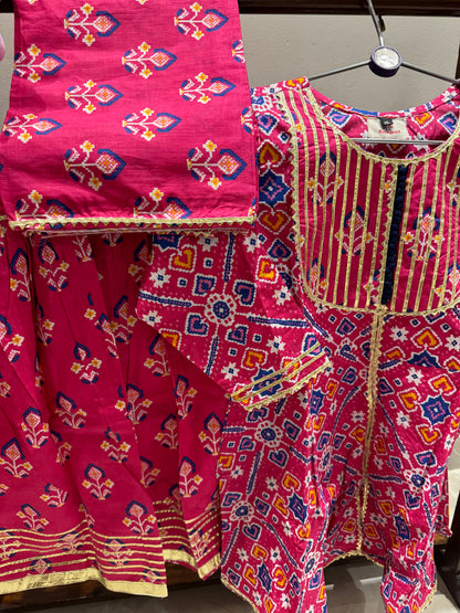 Hot Pink Sharara suit with Dupatta