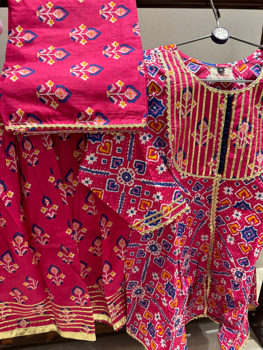 Hot Pink Sharara suit with Dupatta