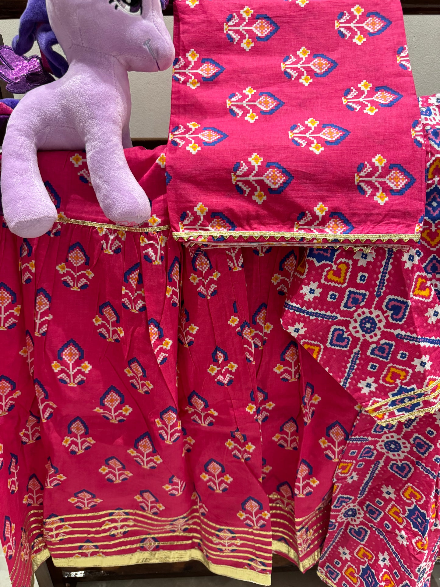 hot pink sharara suit with dupatta