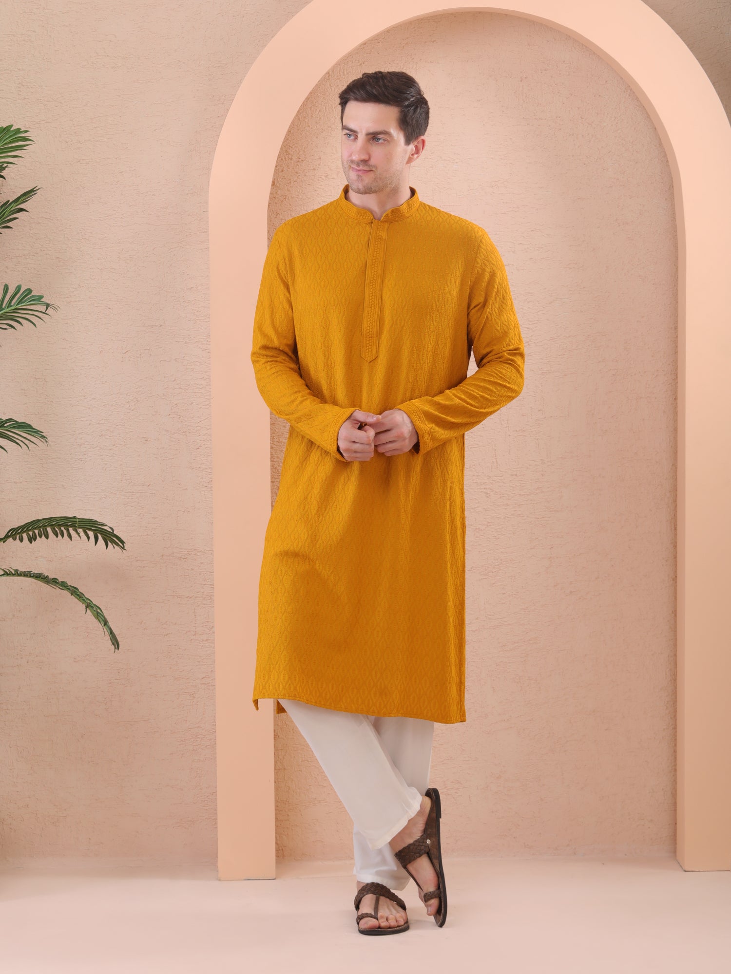 Mustard Kurta Pajama Set