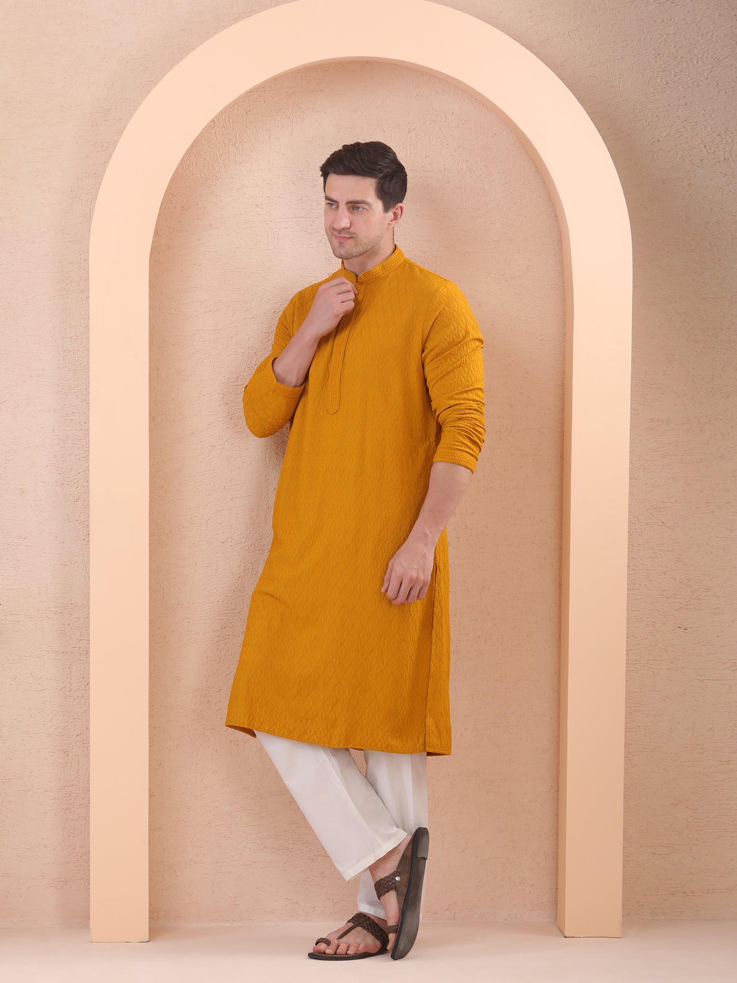 Mustard Kurta Pajama Set