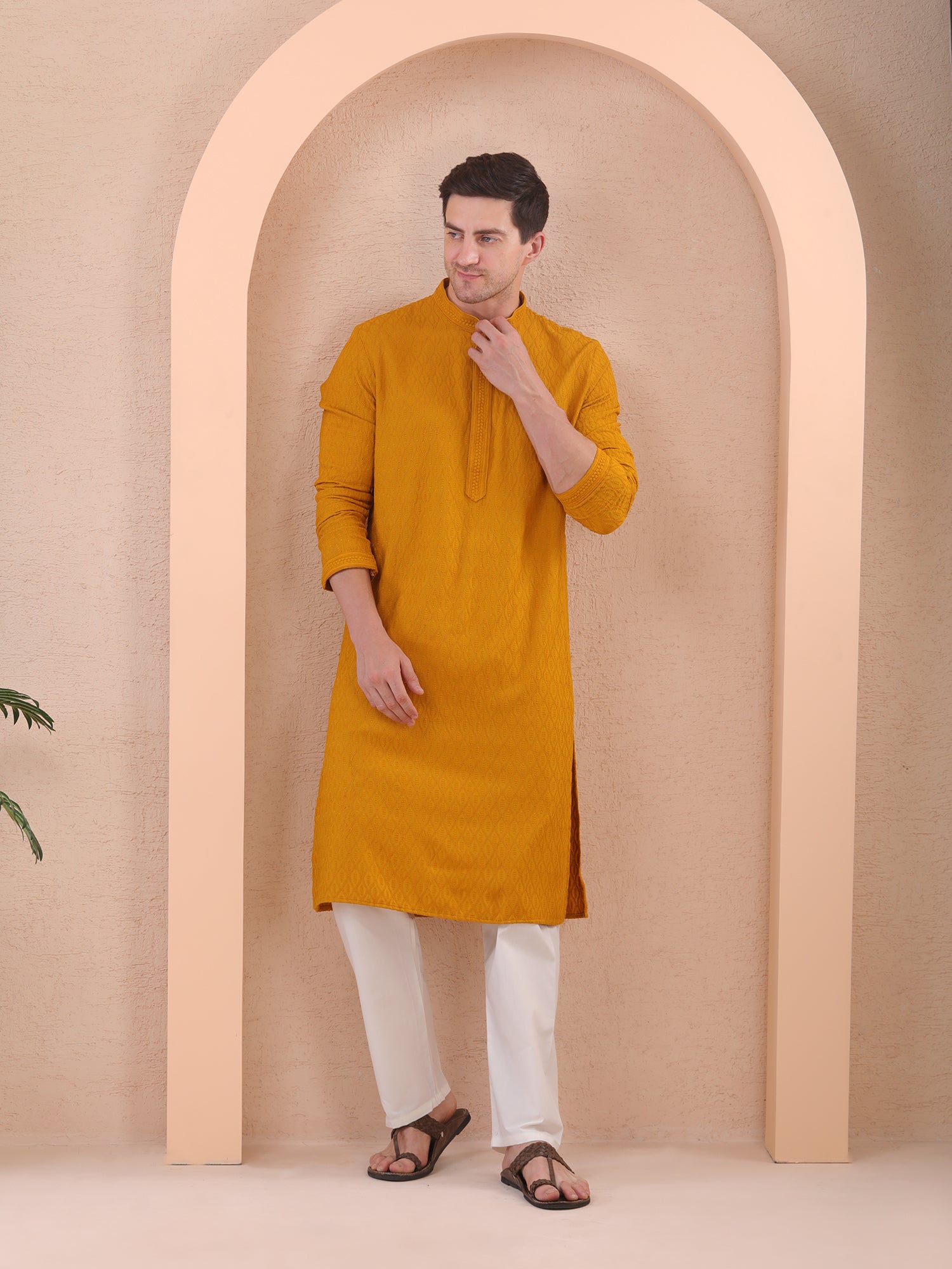 Mustard Kurta Pajama Set